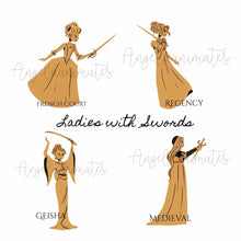 Load image into Gallery viewer, Sword Ladies Enamel Pins, Sword, Historical Lady, Literary