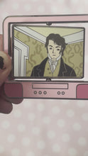 Load and play video in Gallery viewer, Pride and Prejudice Spinning Pink TV Pin

