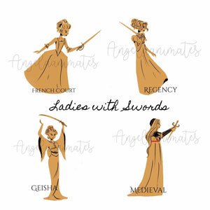 Sword Ladies Enamel Pins, Sword, Historical Lady, Literary
